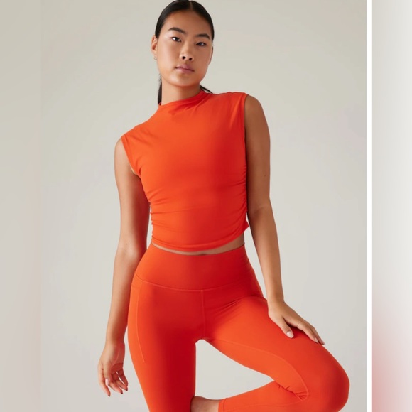 Athleta Tops - **NWT** Athleta Orange Transcend Ruched Tank